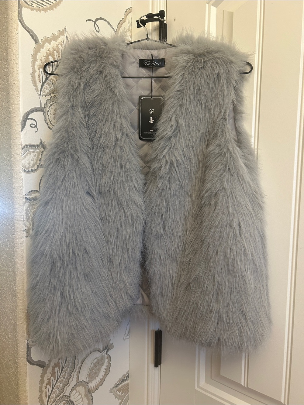 Faux Fur Vest - Light Gray Women's Sleeveless Coat